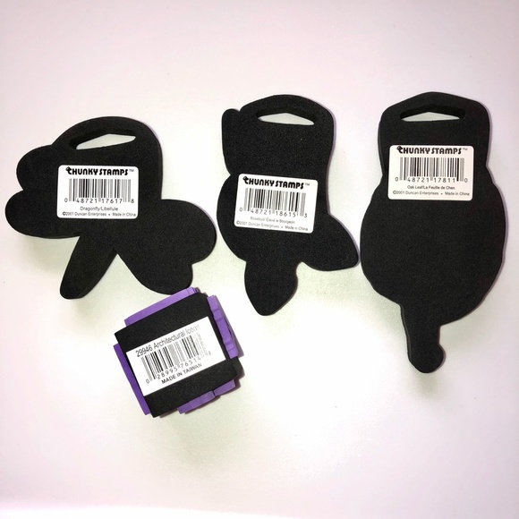 CHUNKY Foam Rubber Stamps, Great for KIDS! Floral, Dragonfly, Leaf Set of 7 NEW! - Picture 9 of 9